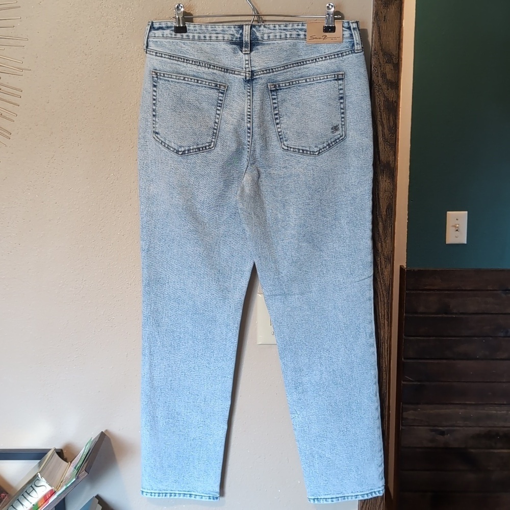 Seven7 Blue High Rise Slim Straight Jeans